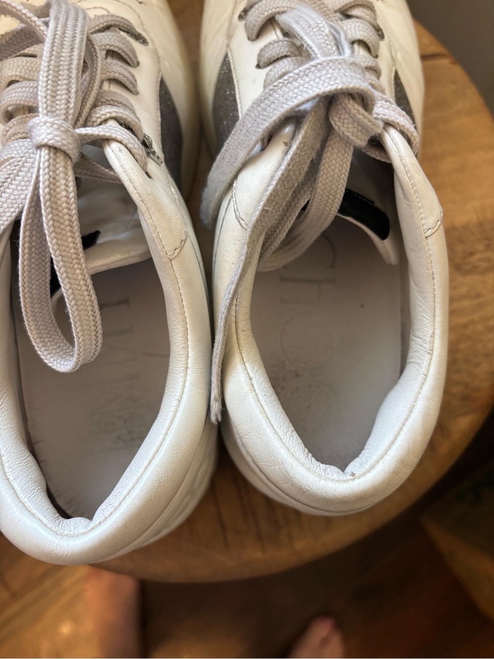 Jimmy Choo Hawaii sneakers white leather  silver glitter star Designer 40 $600 - Picture 8 of 11